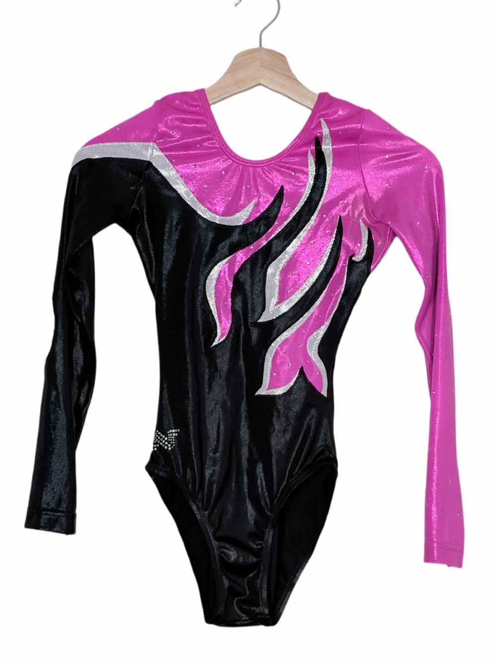 Alpha Factor Long-sleeve Competition Gymnastics Leotard Pink Black Adult Small